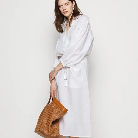 Tory burch white midi tunic linen dress